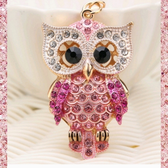 unknown Accessories - Pink Owl Crystal Gems Bag Charm/Keychain